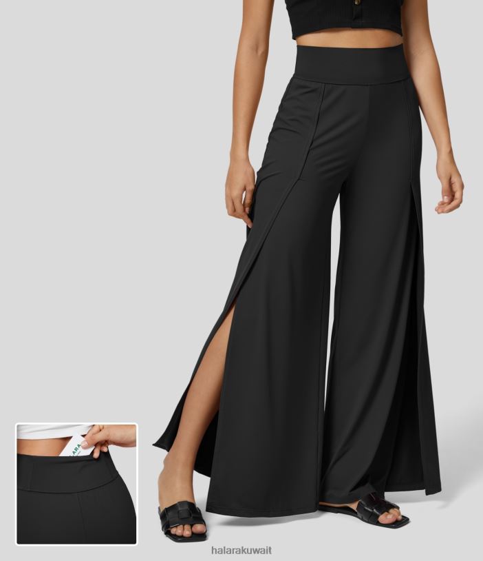 ملابس حذاء الصنبور TDP4N207 نحيف Halara بنطال غير رسمي واسع الساق وجيب خلفي مقسم وواسع