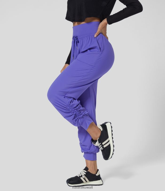 ملابس رياضية الخزامى ضبابي TDP4N20 نحيف Halara بنطال رياضي كاجوال بخصر عالٍ وجيب جانبي مطوي وطول حتى الكاحل