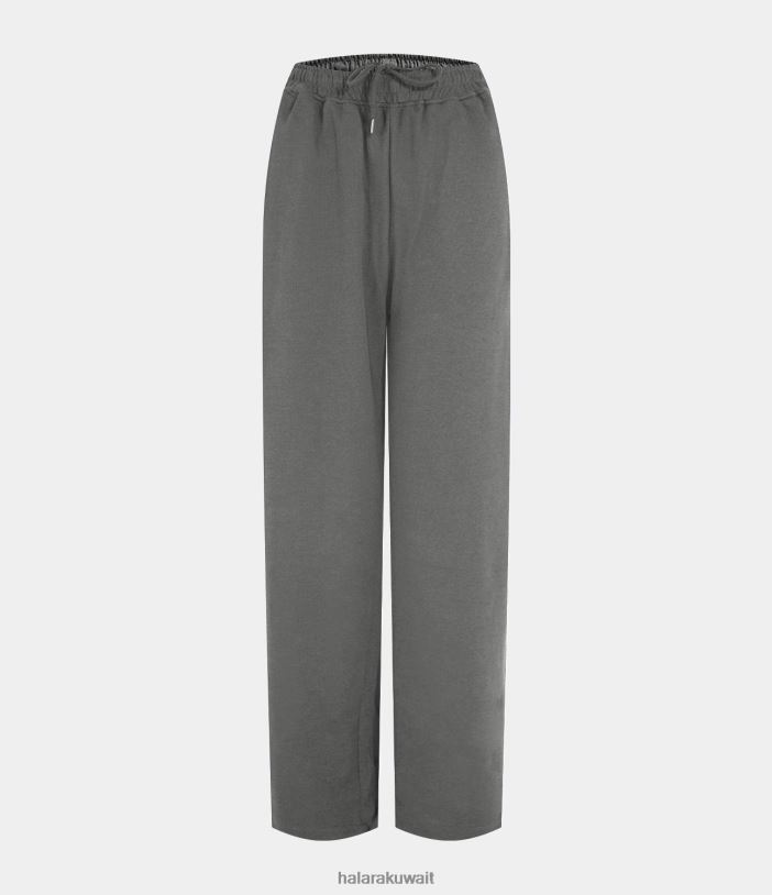 ملابس الرمادي الصلب TDP4N212 نحيف Halara بنطال رياضي قطني واسع الساق برباط داخلي وخصر مطاطي وجيب جانبي