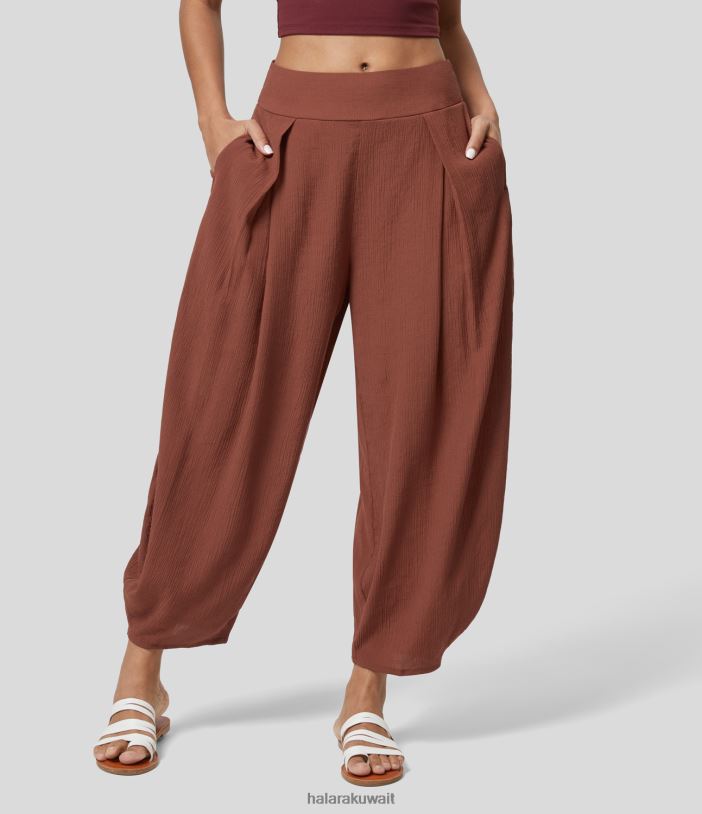 ملابس إبداعي TDP4N22 نحيف Halara بنطال رياضي كاجوال ذو خصر عالٍ وجيب جانبي مرن ومطوي