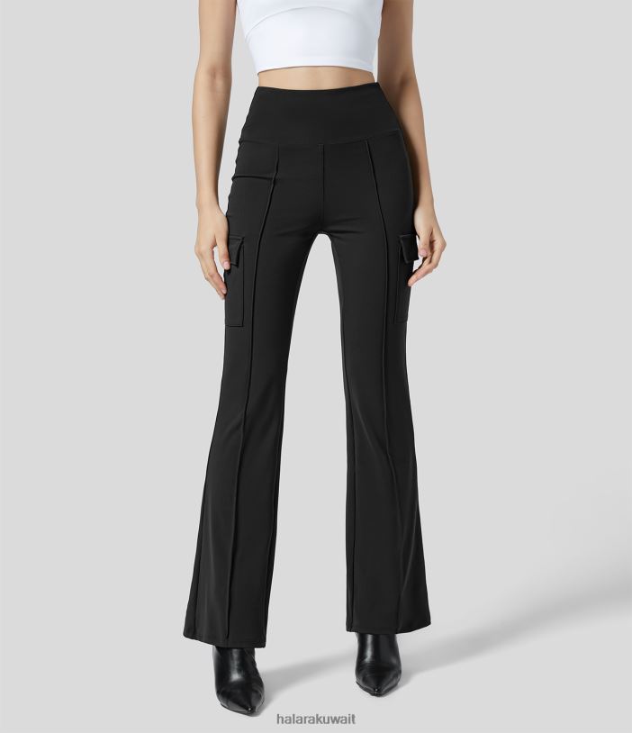 ملابس أسود TDP4N249 نحيف Halara بنطلون كارجو غير رسمي بخصر عالٍ وجيوب متعددة