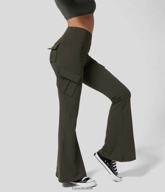 ملابس رياضية الصنوبر الأخضر الوحيد TDP4N250 نحيف Halara بنطال يوغا واسع الخصر وجيب كارجو