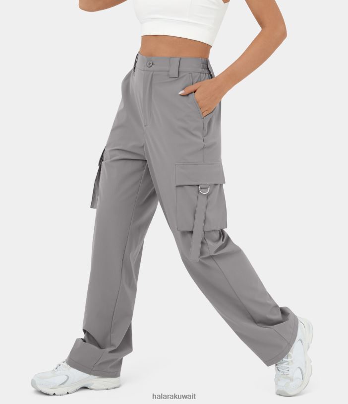 ملابس رياضية حمامة الحداد TDP4N256 نحيف Halara سروال كارجو كاجوال بخصر عالٍ وسحاب وجيوب متعددة وساق مستقيمة