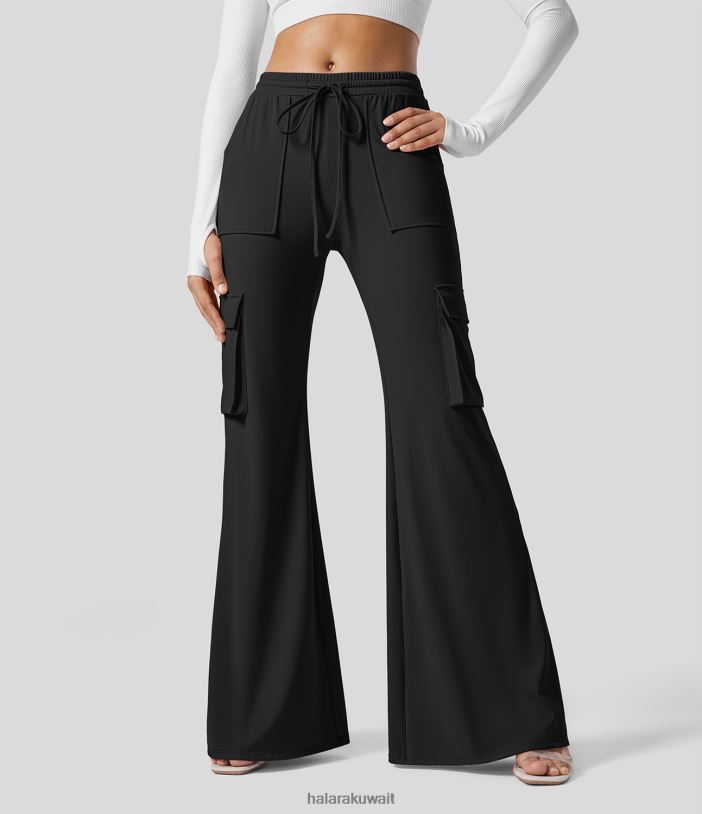 ملابس أسود TDP4N273 نحيف Halara بنطال Softlyzero Airy عالي الخصر برباط وجيوب متعددة وملمس رائع كاجوال متوهج