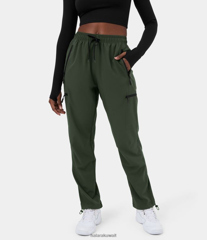 ملابس رياضية حقيبة من القماش الخشن TDP4N28 نحيف Halara بنطال رياضي كاجوال بخصر عالٍ برباط وجيب جانبي بسحاب