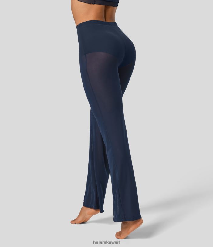 ملابس رياضية مزاج نيلي TDP4N293 نحيف Halara بنطال رقص شبكي شفاف 2 في 1 بخصر عالٍ