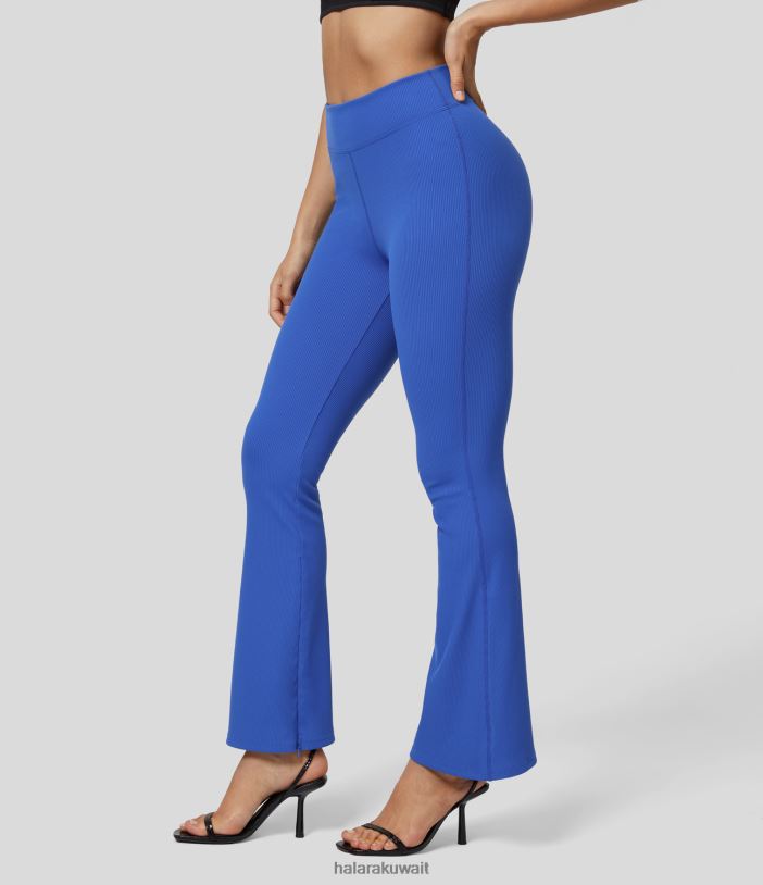 ملابس رياضية بلوبيرد سماوي TDP4N297 نحيف Halara بنطال Softlyzero مضلع متوسط ​​الارتفاع بسحاب غير مرئي وحاشية صلبة مضيئة للعمل