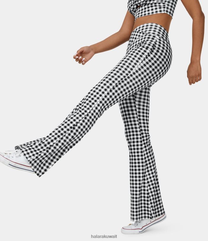 ملابس رياضية أبيض أسود منقوشة TDP4N301 نحيف Halara سراويل متقاطعة عالية الخصر كلاسيكية منقوشة كاجوال فائقة التوهج