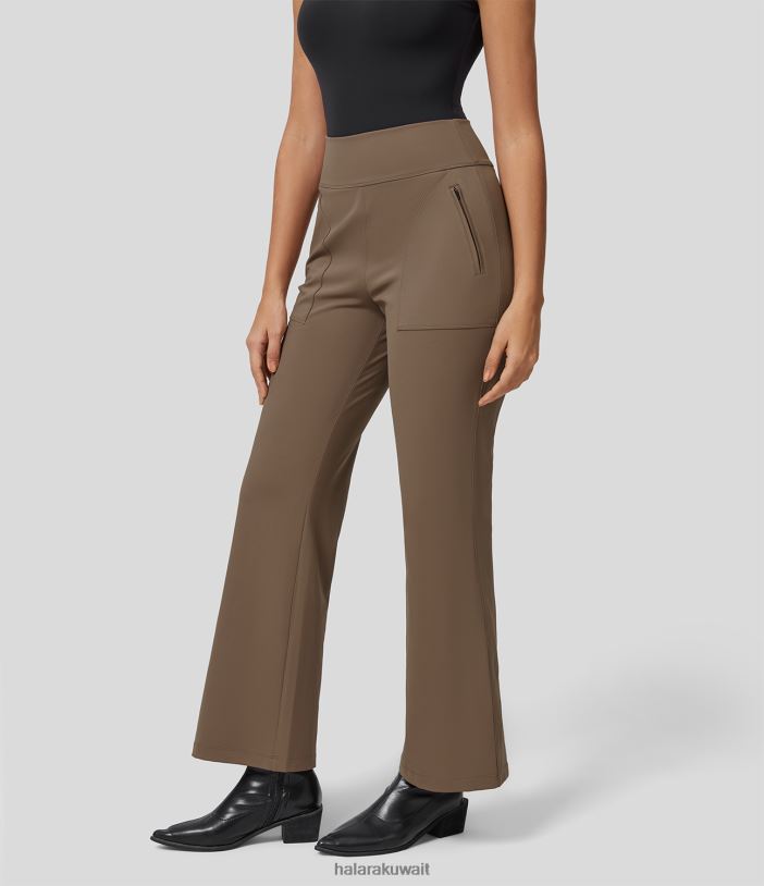 ملابس رياضية بني محمر TDP4N336 نحيف Halara بنطال عمل Softlyzero Eco بخصر عالٍ وجيب جانبي بسحاب طفيف