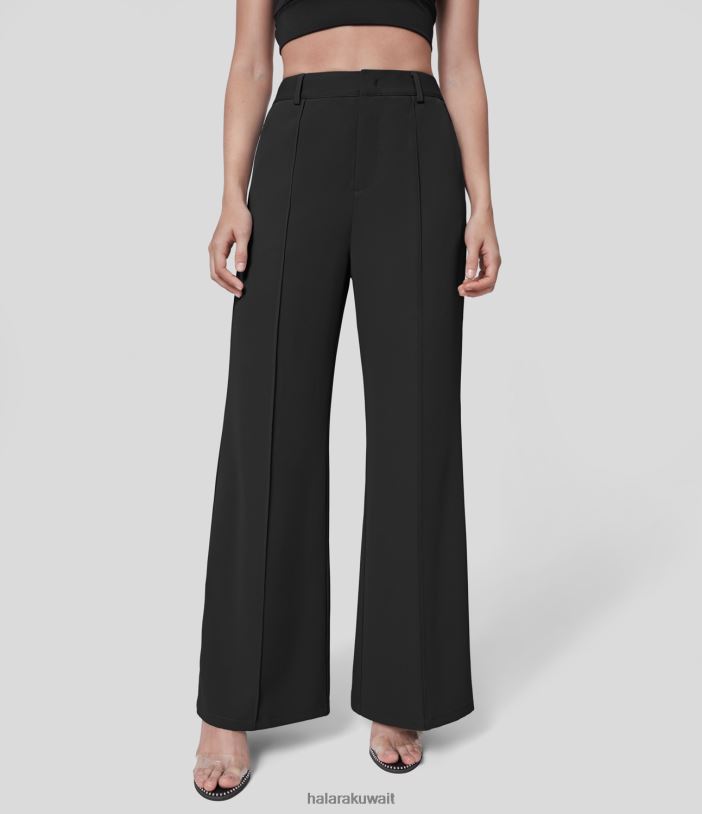 ملابس أسود TDP4N355 نحيف Halara سروال بدلة العمل المتوهج ذو الخصر العالي وحزام الخصر المطاطي والجيب الجانبي