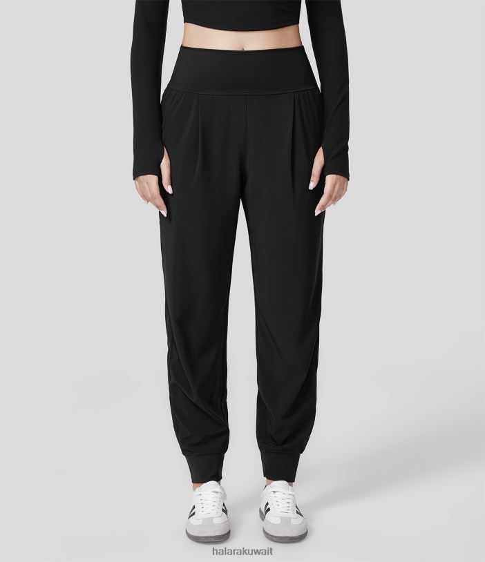 ملابس أسود TDP4N35 نحيف Halara بنطال رياضي كاجوال بخصر عالٍ وجيب جانبي مطوي وسريع الجفاف