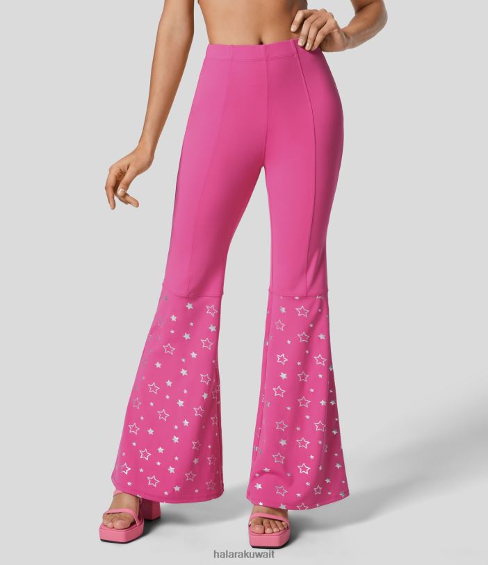 ملابس وردة التوت TDP4N380 نحيف Halara سراويل حفلات مضيئة للغاية بنمط نجمة عالية الخصر