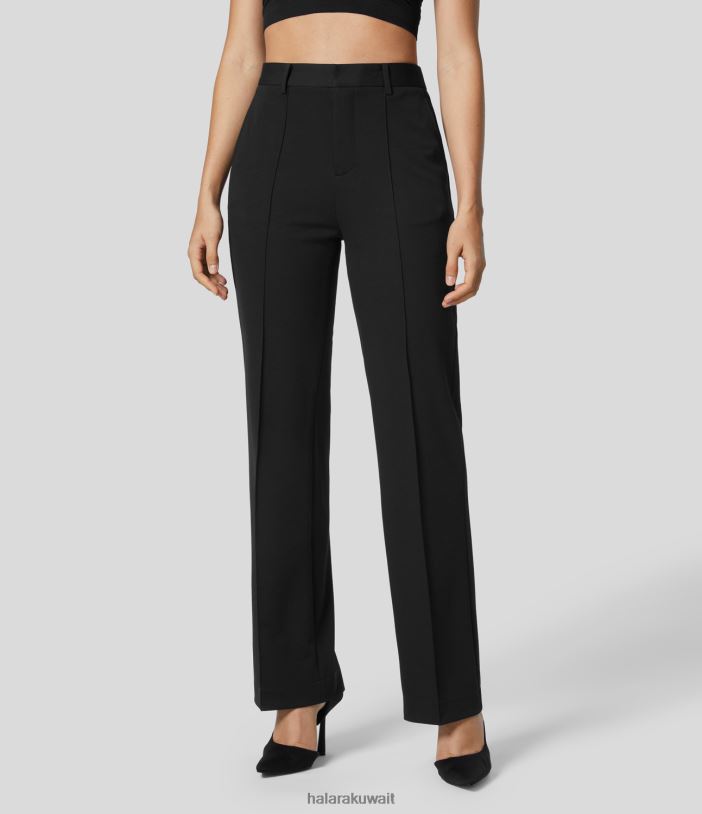 ملابس أسود TDP4N394 نحيف Halara بنطلون بدلة عمل بجيب جانبي عالي الخصر وساق مستقيمة