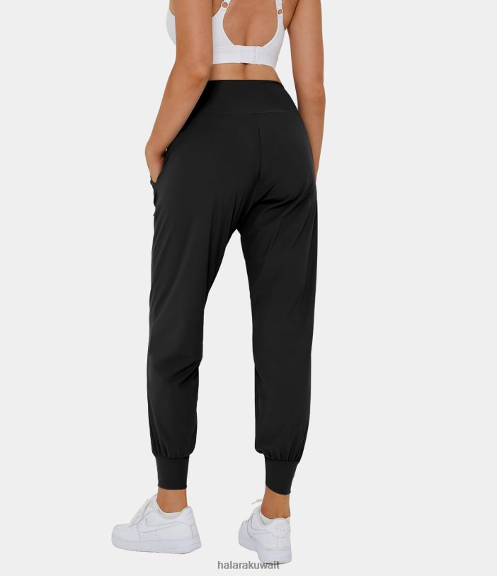 ملابس رياضية أسود TDP4N3 نحيف Halara بنطال يوغا عالي الخصر وجيب جانبي عادي
