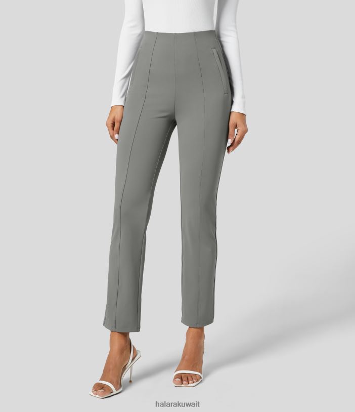 ملابس رياضية عاصفة صامتة TDP4N401 نحيف Halara بنطال عمل بجيب جانبي بسحاب عالي الخصر 7/8