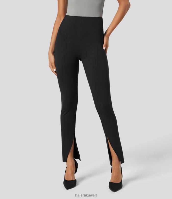 ملابس رياضية أسود TDP4N417 نحيف Halara بنطال عمل بفتحة أمامية عالية الخصر