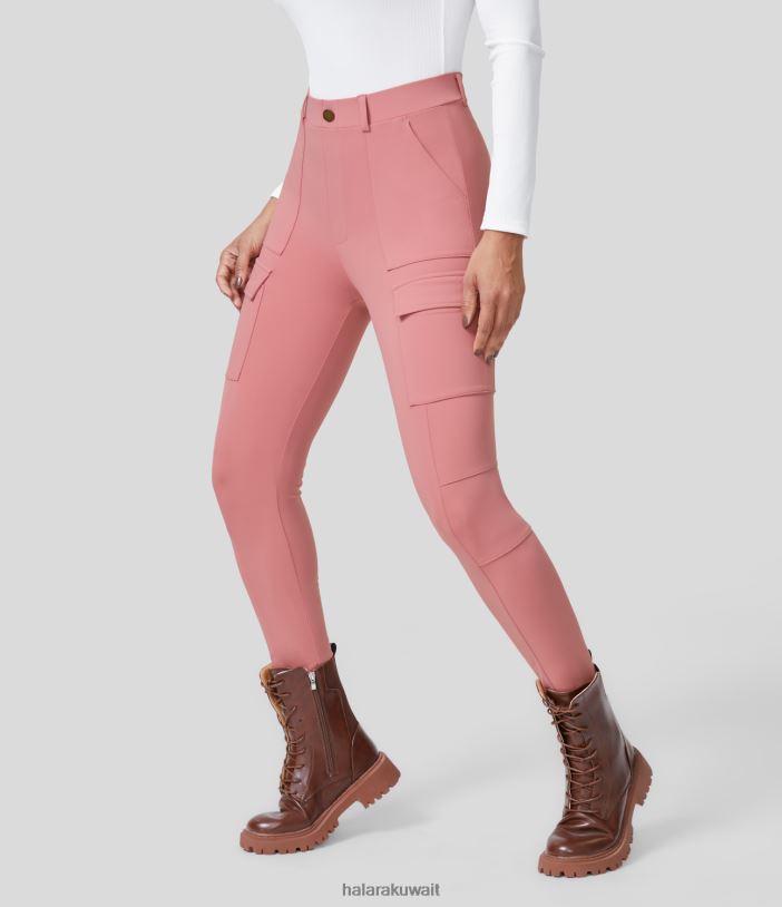 ملابس رياضية الحلوى الوردية TDP4N423 نحيف Halara Softlyzero Eco بنطال عمل ضيق عالي الخصر بجيوب متعددة