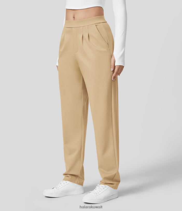 ملابس تاوس رمادي داكن TDP4N427 نحيف Halara بنطلون مدبب ذو جيوب جانبية مطوية متوسطة الارتفاع