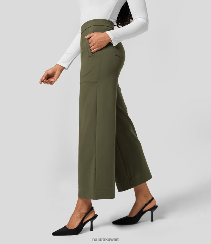 ملابس رياضية ليلة الغابة TDP4N432 نحيف Halara بنطال عمل عالي الخصر بجيوب متعددة وساق مستقيمة