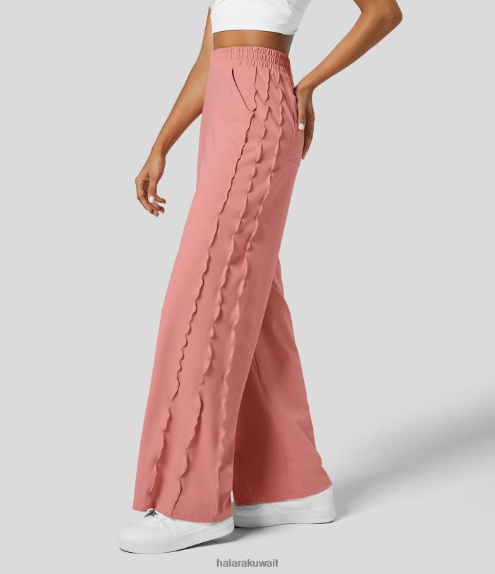 ملابس رياضية الحلوى الوردية TDP4N455 نحيف Halara بنطال للجري ذو جيوب متعددة وخصر مرتفع وأرجل مستقيمة