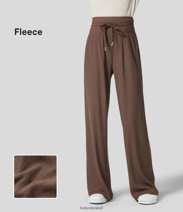 ملابس رياضية طريق صخري TDP4N457 نحيف Halara بنطال من الصوف بنسيج مضلع وخصر عالٍ وجيب جانبي وساق مستقيمة من الصوف