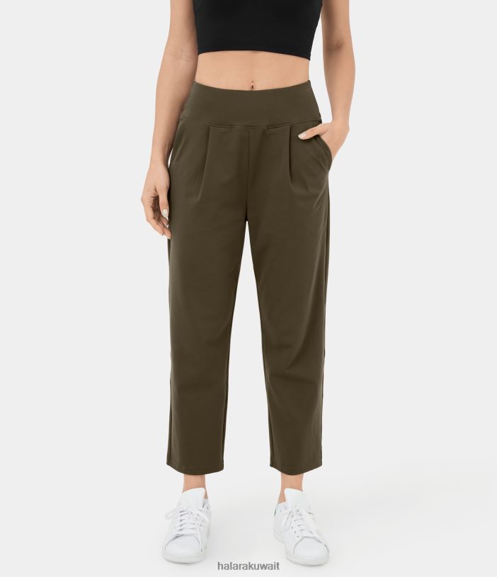 ملابس رياضية إبداعي TDP4N473 نحيف Halara بنطال يوغا مدبب بجيب جانبي عالي الخصر ومكشكش بطول الكاحل