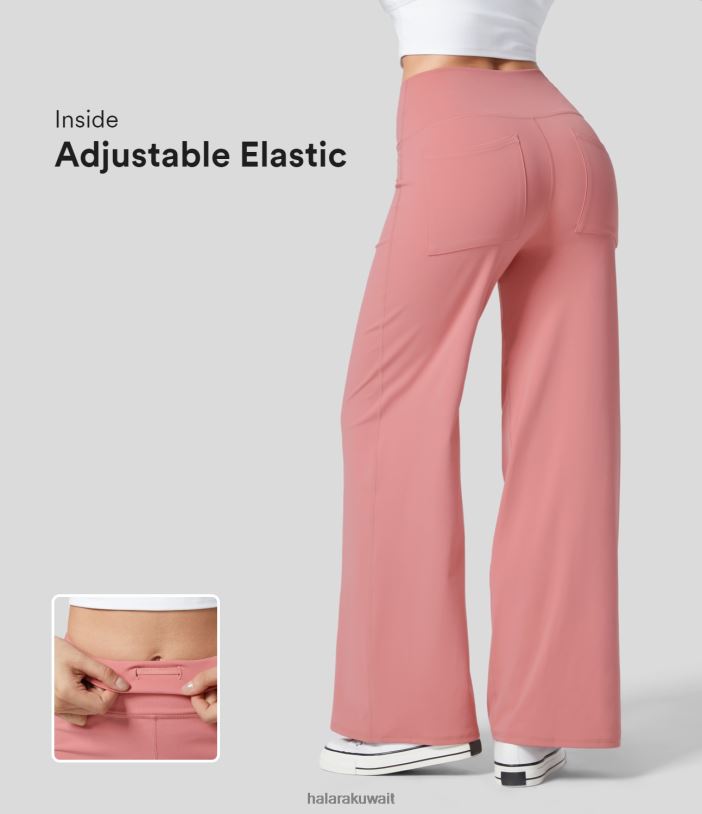 ملابس رياضية الحلوى الوردية TDP4N476 نحيف Halara بنطال يوغا Softlyzero Eco عالي الخصر من الداخل وجيب خلفي مرن قابل للتعديل وساق مستقيمة
