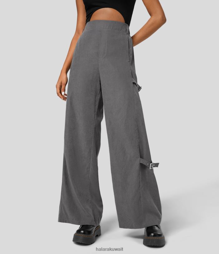 ملابس بيوتر TDP4N480 نحيف Halara بنطال كاجوال بخصر عالٍ وجيب جانبي وإبزيم قابل للتعديل