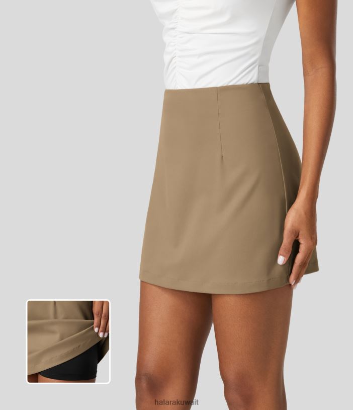 ملابس عين النمر TDP4N498 نحيف Halara تنورة جانبية عالية الخصر غير مرئية 2 في 1 تنورة كاجوال صغيرة