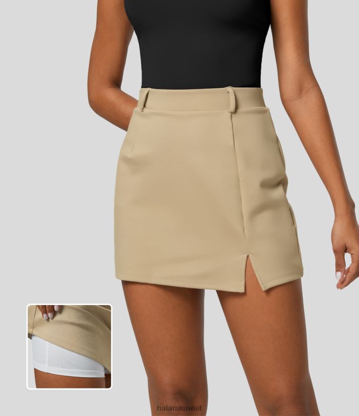 ملابس حصاة TDP4N517 نحيف Halara تنورة عمل صغيرة عالية الخصر 2 في 1