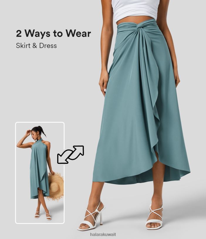 ملابس إبداعي TDP4N519 نحيف Halara تنورة منتجع سريعة الجفاف بخصر عالٍ ملفوفة وملفوفة وربطة عنق في الخلف