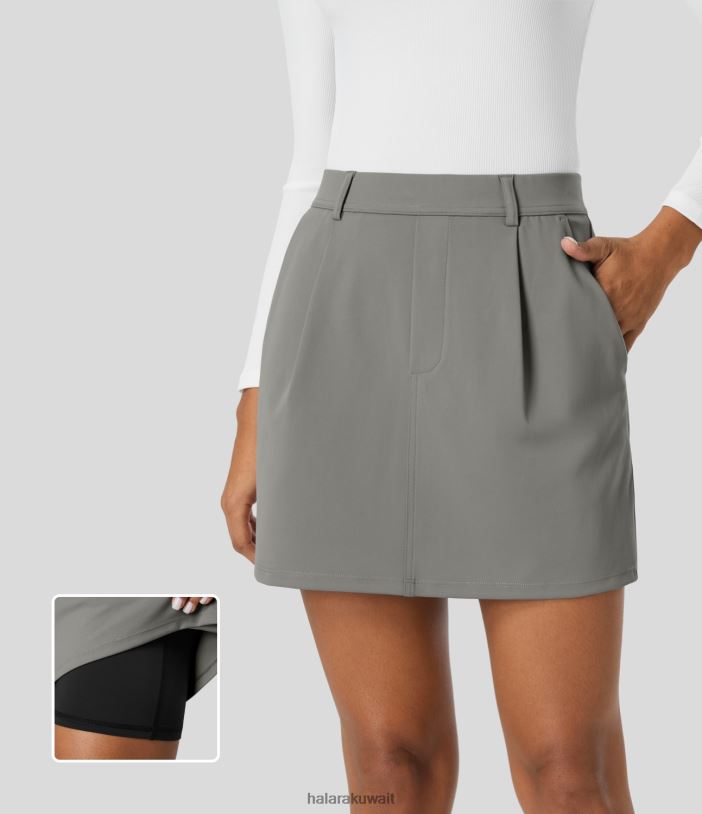 ملابس رياضية عاصفة صامتة TDP4N540 نحيف Halara جيب جانبي مطوي عالي الخصر 2 في 1 تنورة عمل على شكل حرف A