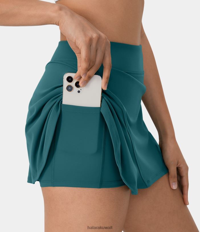 ملابس رياضية عمق المحيط الأطلسي TDP4N575 نحيف Halara تنورة تنس 2 في 1 بجيب جانبي مخفي صلب