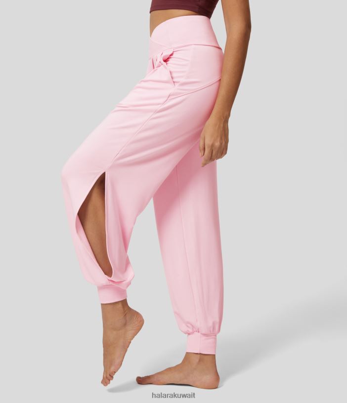 ملابس رياضية بالكاد وردي TDP4N59 نحيف Halara بنطال رياضي بخصر عالٍ وجيب جانبي مطوي ومقطع للرقص