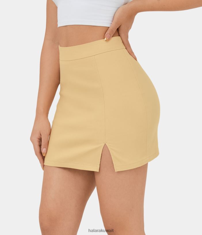 ملابس شمس الصحراء TDP4N609 نحيف Halara تنورة ضيقة غير رسمية بحاشية مقسمة عالية الخصر للغاية