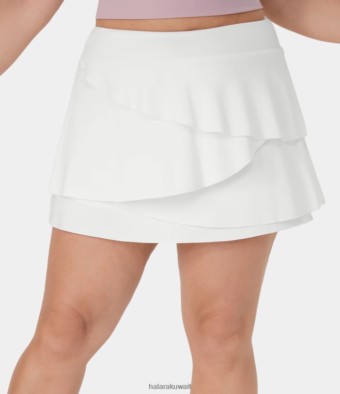 ملابس رياضية أبيض TDP4N624 نحيف Halara تنورة جولف عالية الخصر بطبقات بتلات 2 في 1 مقاس كبير للاستخدام اليومي