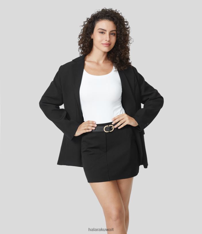 ملابس أسود TDP4N637 نحيف Halara تنورة عمل صغيرة بجيب جانبي عالي الخصر 2 في 1