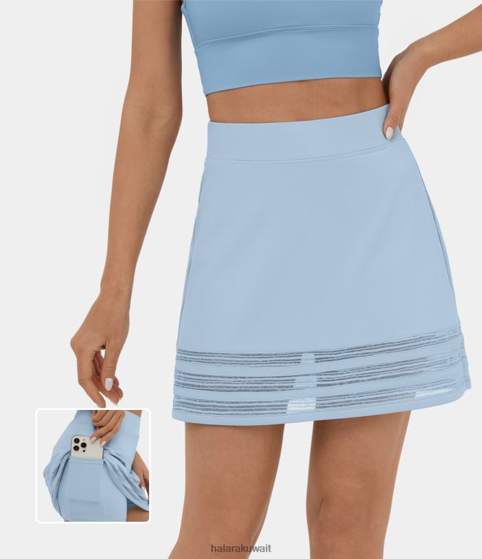 ملابس رياضية شلالات انجل TDP4N652 نحيف Halara تنورة Softlyzero Airy عالية الخصر شبكية متباينة 2 في 1 وجيب جانبي على شكل حرف A تنورة كاجوال صغيرة ذات ملمس رائع