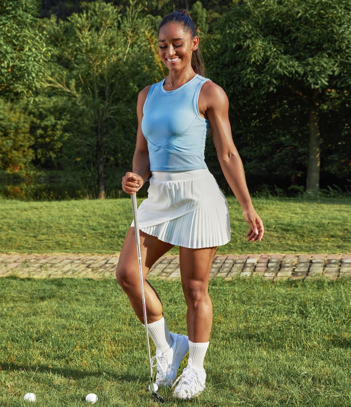 ملابس رياضية أبيض TDP4N668 نحيف Halara تنورة جولف 2 في 1 ذات ثنيات وحركية للاستخدام اليومي