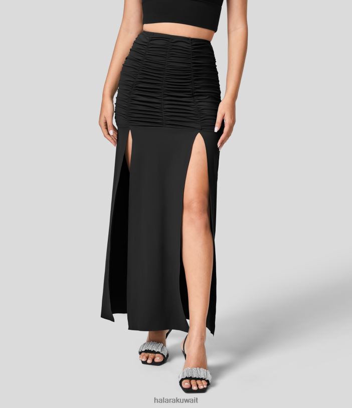 ملابس إبداعي TDP4N758 نحيف Halara تنورة ماكسي غير رسمية ذات خصر عالي ومكشكشة
