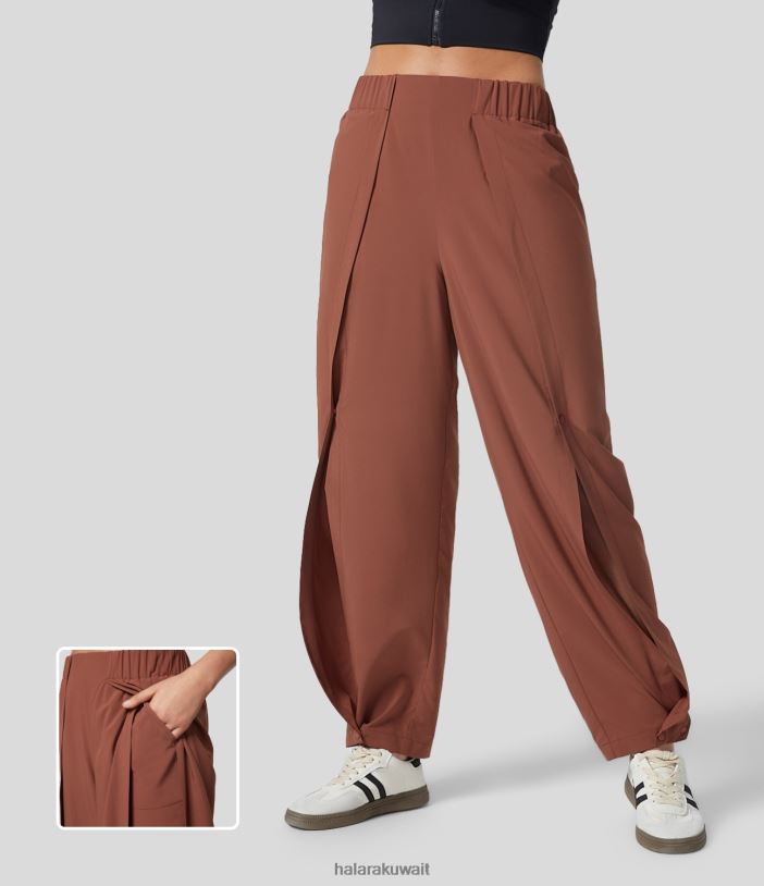 ملابس رياضية سيكويا TDP4N76 نحيف Halara بنطال رياضي بخصر عالٍ 2 في 1 وجيب جانبي قابل للتعديل وزر سريع الجفاف للمشي لمسافات طويلة