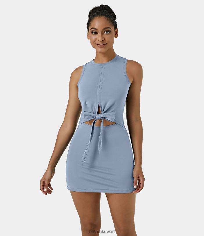 ملابس رياضية إبداعي TDP4N784 نحيف Halara فستان أنشطة اليوجا الصغير بدون أكمام وربطة عنق في الخلف مكون من قطعتين