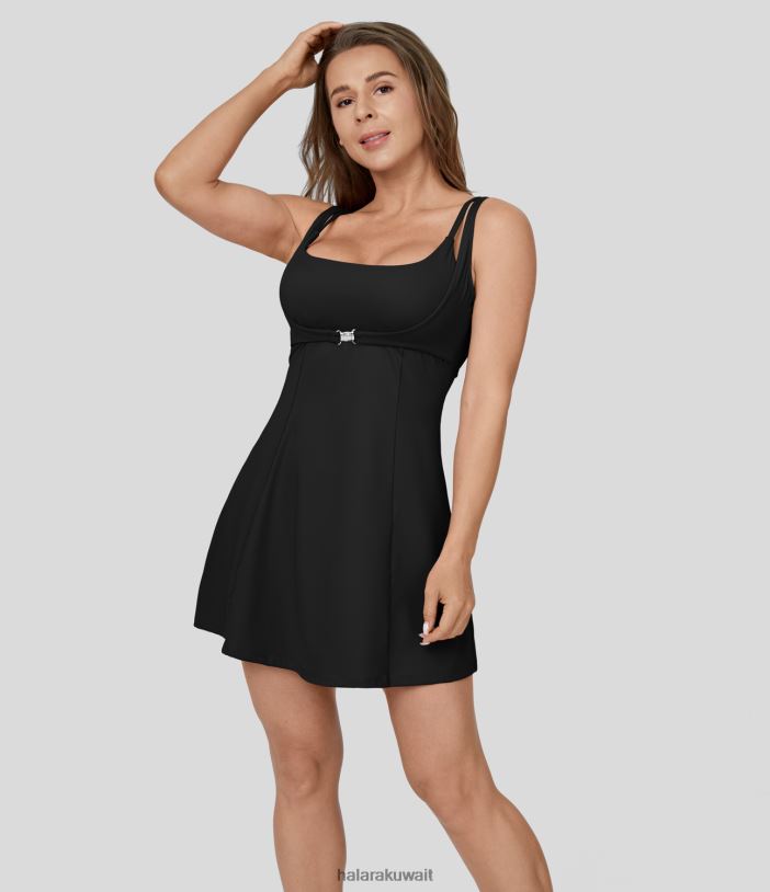 ملابس رياضية أسود TDP4N851 نحيف Halara فستان Softlyzero Airy بدون ظهر بإبزيم قصير سهل الانزلاق وملمس رائع