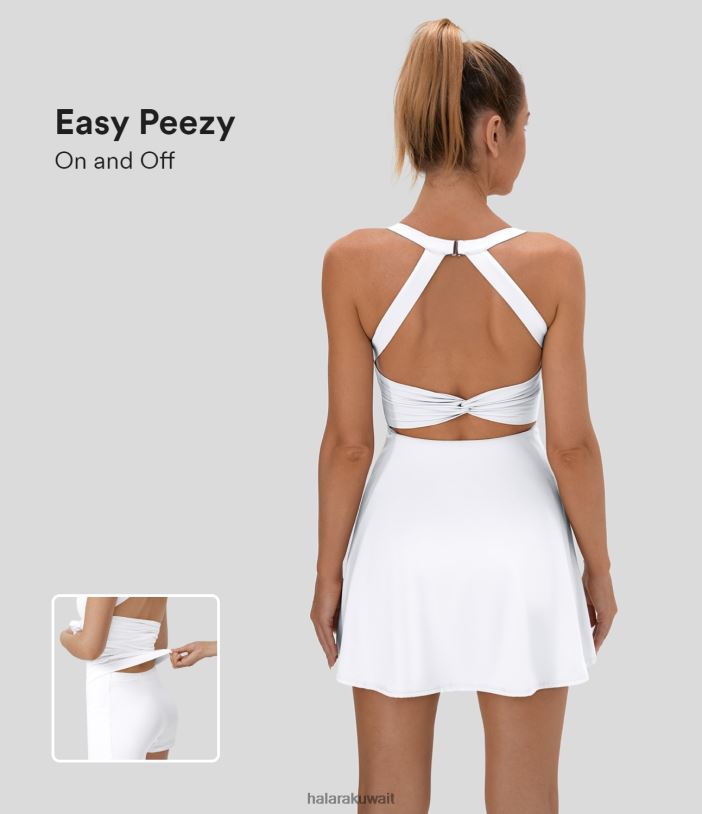ملابس رياضية أبيض TDP4N854 نحيف Halara فستان softlyzero متجدد الهواء بدون ظهر ملتوي ذو ملمس رائع من Pickleball النشط - إصدار سهل من Peezy
