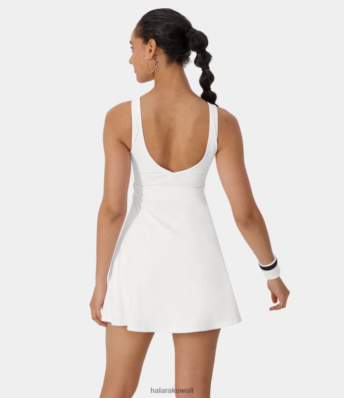 ملابس رياضية أبيض TDP4N917 نحيف Halara فستان تنس قصير مفتوح الظهر مكون من قطعتين