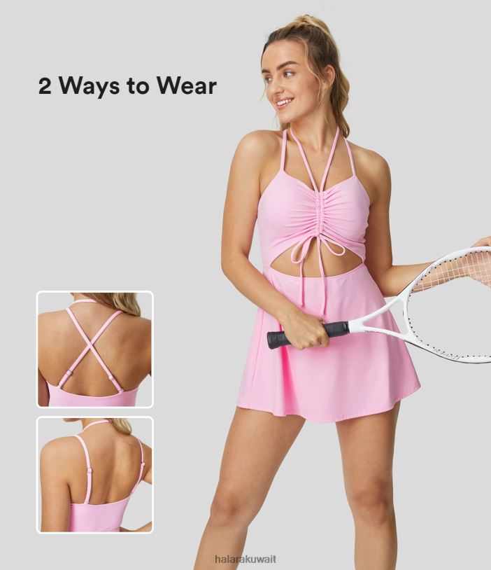 ملابس رياضية com.nosegay TDP4N962 نحيف Halara فستان Softlyzero Airy برباط بدون ظهر متقاطع من قطعتين بجيب رائع الملمس وسهل الانزلاق للتنس