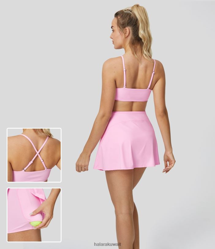 ملابس رياضية com.nosegay TDP4N963 نحيف Halara فستان Softlyzero Airy قابل للتعديل بحزام بدون ظهر وجيب 2 في 1 صغير سهل الانزلاق وملمس رائع للتنس