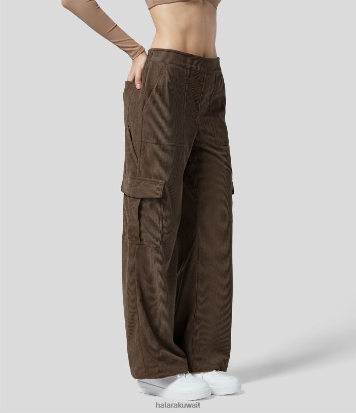 ملابس demitasse TDP4N253 نحيف Halara بنطلون كارجو كاجوال متوسط ​​الارتفاع بجيوب متعددة وساق مستقيمة