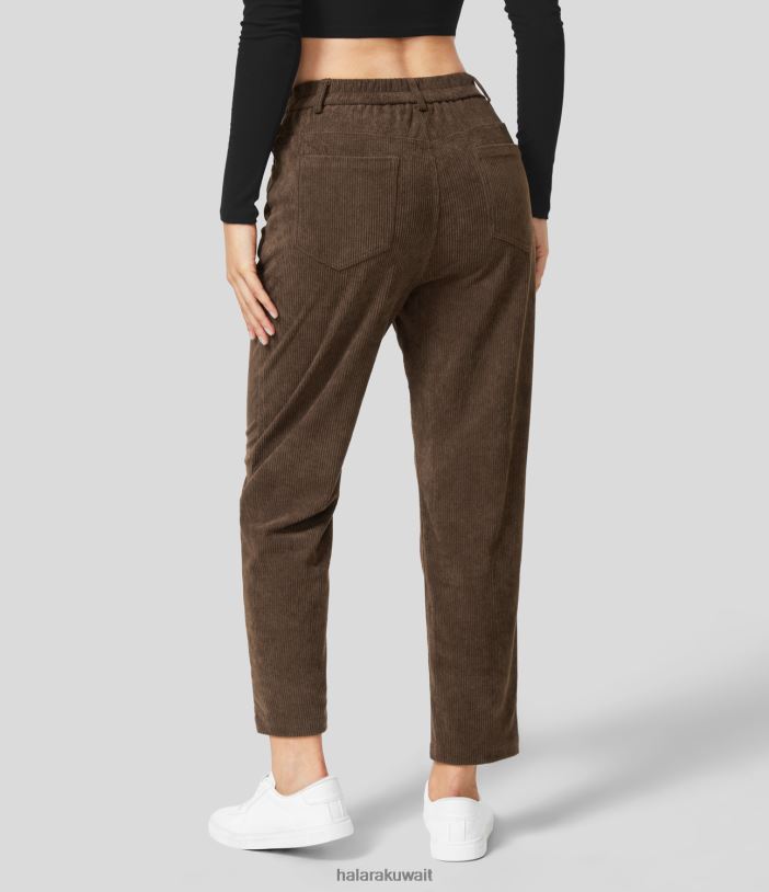 ملابس demitasse TDP4N468 نحيف Halara سروال عالي الخصر وسحاب وجيوب متعددة وسروال قصير بطول الكاحل