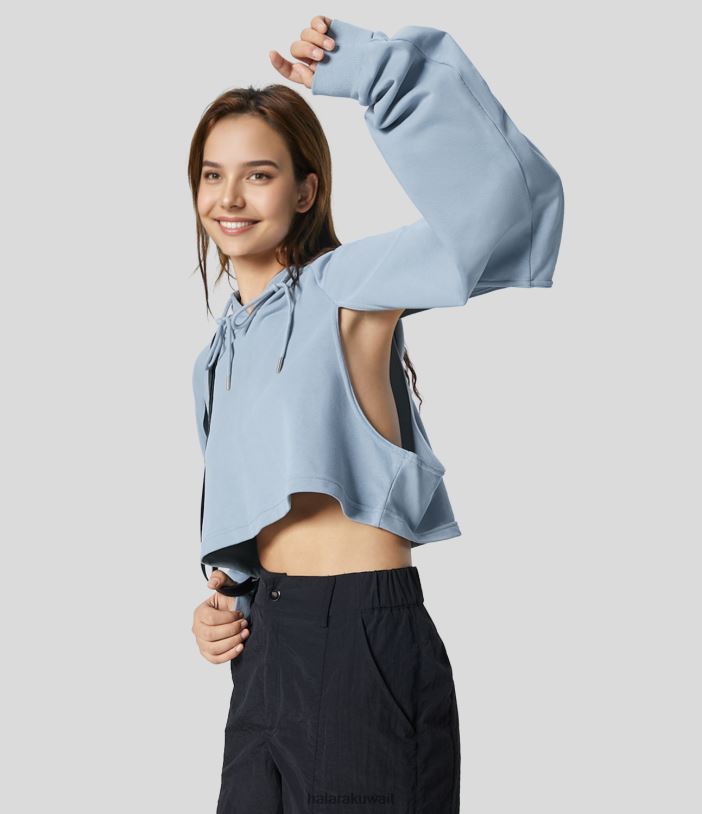 ملابس skyride TDP4N1969 نحيف Halara سترة مقنعين برباط مقصوص من القطن الكاجوال